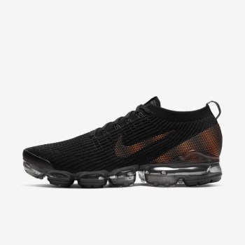 Nike Air VaporMax Flyknit 3 - Férfi Utcai Cipő - Fekete/Sötét Szürke/Narancssárga